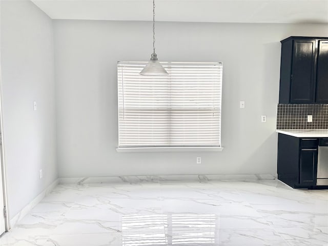 view of unfurnished dining area