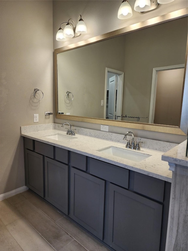 bathroom with tile patterned floors and vanity