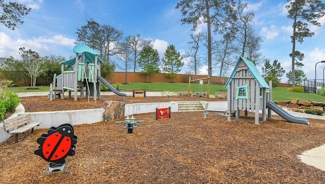 communal playground with fence