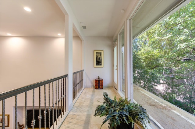 interior space featuring recessed lighting, visible vents, and tile patterned floors