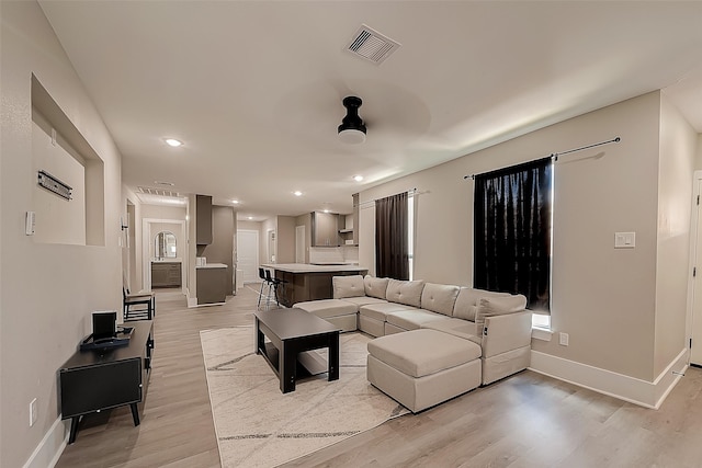 living room featuring light hardwood / wood-style floors