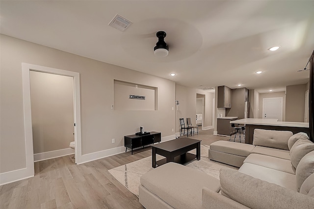 living room featuring light wood-type flooring