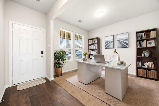 office featuring dark hardwood / wood-style flooring