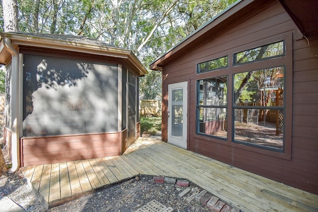 deck featuring a sunroom