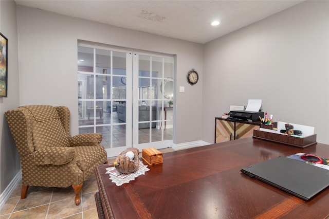 office area with tile patterned flooring