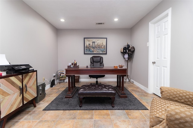 view of tiled office space