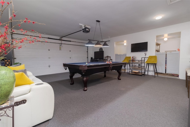 recreation room featuring pool table