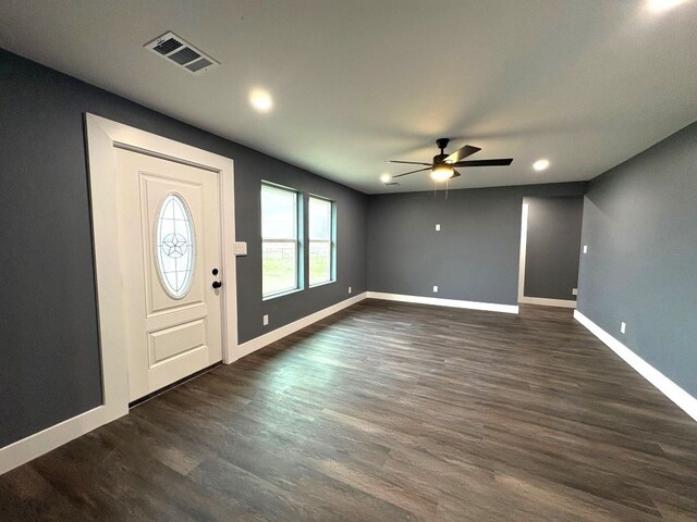 5053 E Fm 485, Cameron, TX 76520 - foyer with dark hardwood / wood-style floors and ceiling fan