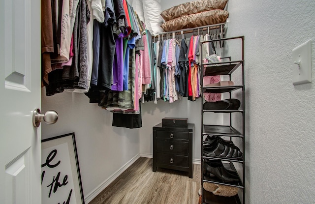 spacious closet with wood-type flooring