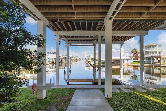 view of dock featuring a water view