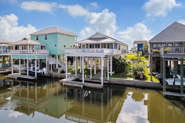 view of dock featuring a water view