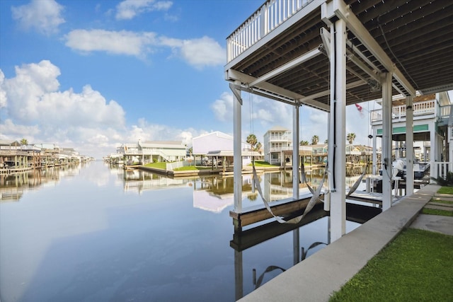 view of dock featuring a water view