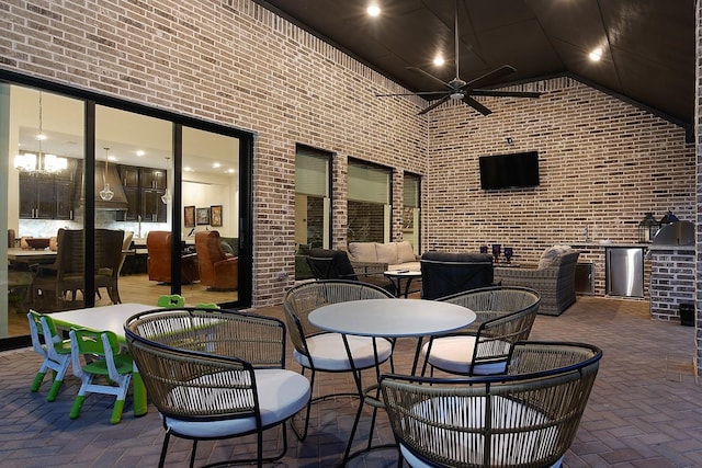 view of patio featuring outdoor lounge area and ceiling fan