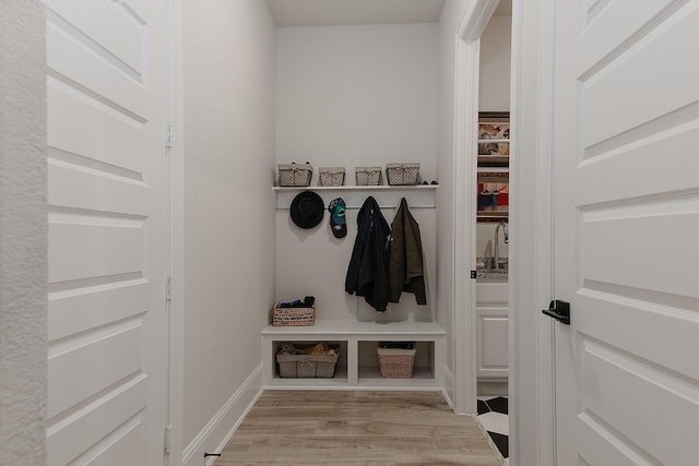 mudroom featuring light hardwood / wood-style floors