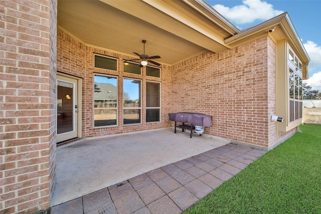 view of patio / terrace with ceiling fan