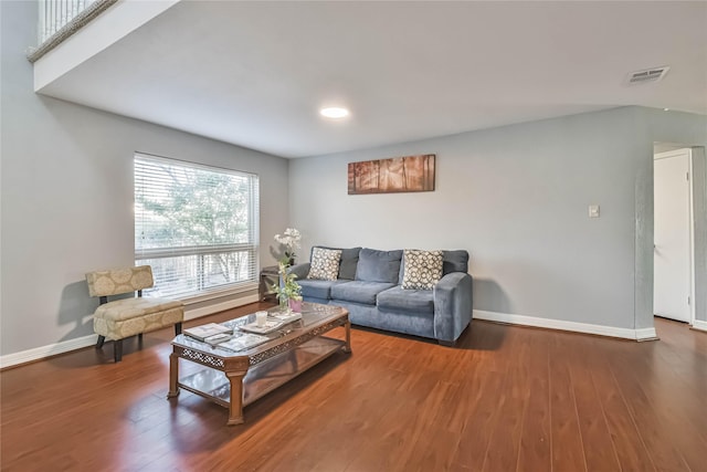 living room with hardwood / wood-style floors