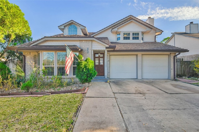 view of front of house with a garage