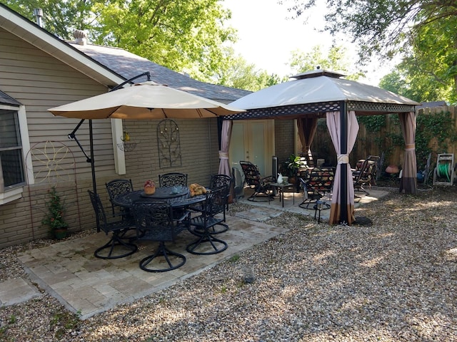 view of patio / terrace featuring a gazebo