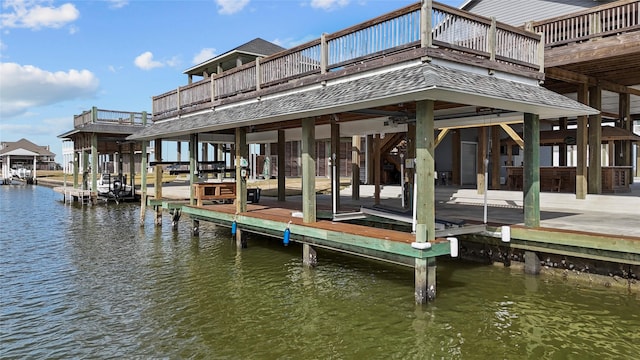 dock area featuring a water view