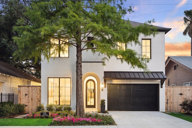 view of front of house with a garage