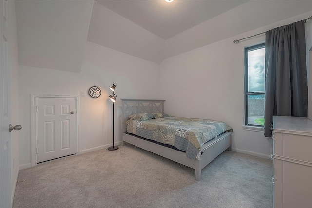 bedroom with light carpet