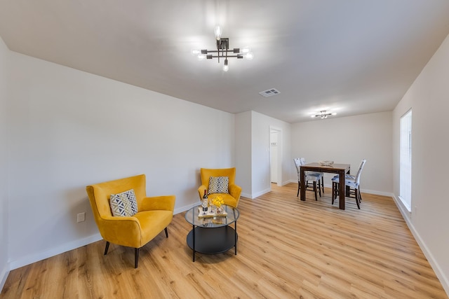 living area with light wood-type flooring