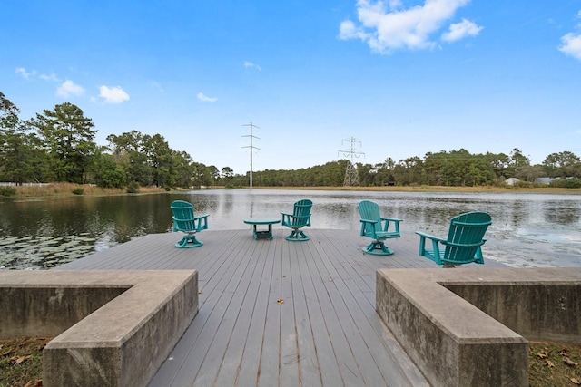 view of dock featuring a water view