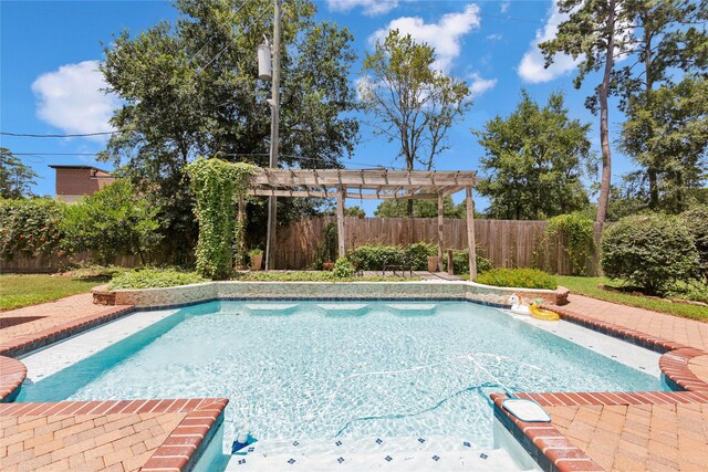 view of swimming pool featuring a pergola