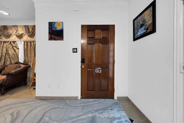 interior space with crown molding