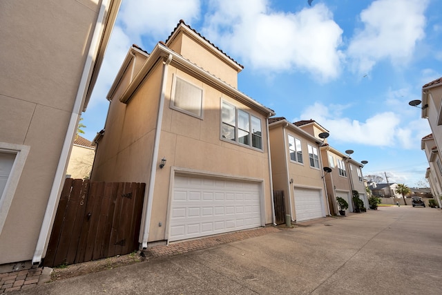 exterior space featuring a garage