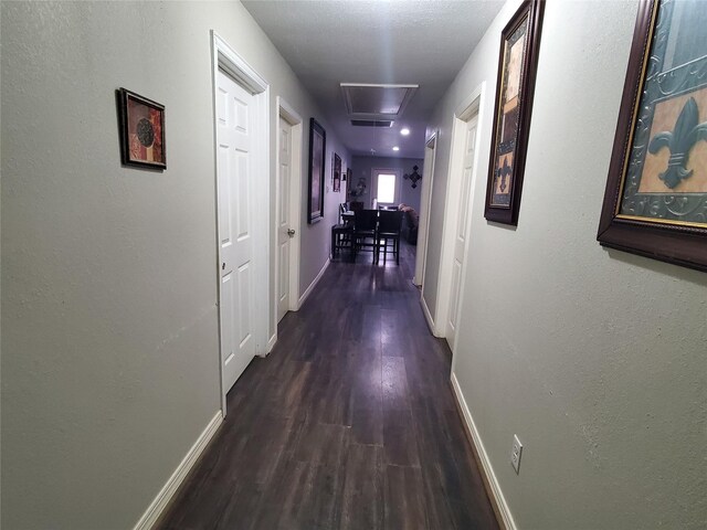 corridor featuring dark hardwood / wood-style flooring