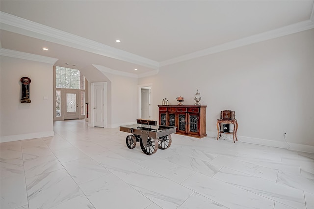 interior space with ornamental molding