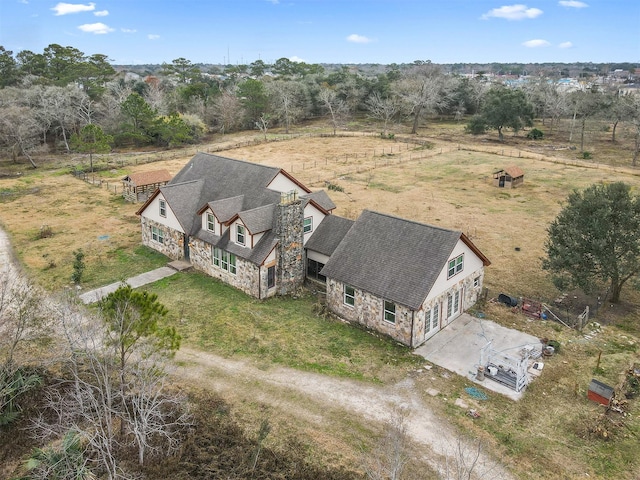 drone / aerial view with a rural view