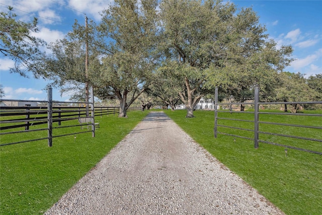 view of street with a rural view