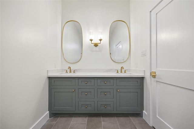 bathroom featuring tile patterned flooring and vanity