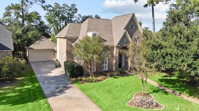 view of front of home with a garage and a front yard