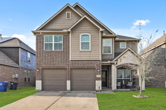 view of front of house featuring a garage and a front yard