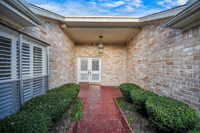 doorway to property featuring french doors