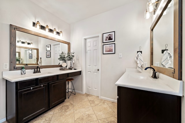 bathroom with vanity and tile patterned floors