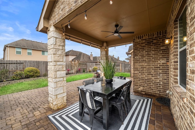 view of patio with ceiling fan