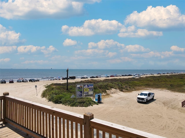 view of water feature featuring a beach view