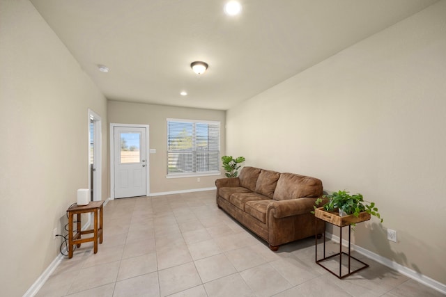 view of tiled living room