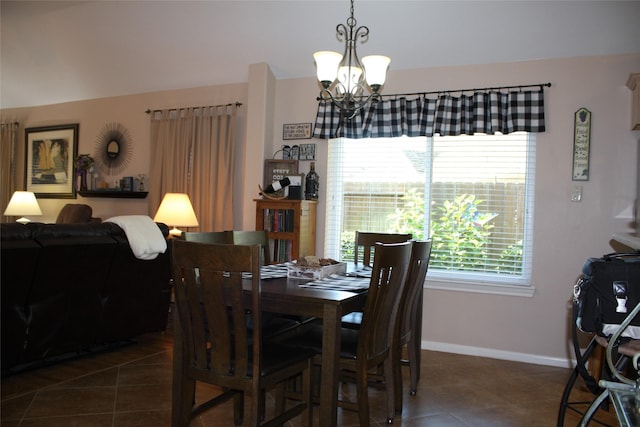 3011 Candle Bend Dr, Spring, TX 77388 - dining room featuring baseboards, a chandelier, and dark tile patterned flooring