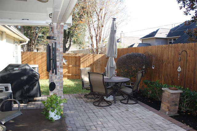 view of patio with area for grilling