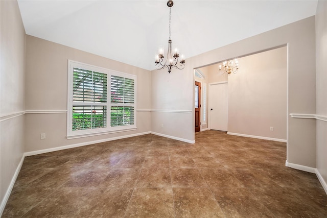 3011 Candle Bend Dr, Spring, TX 77388 - unfurnished room with a chandelier and lofted ceiling