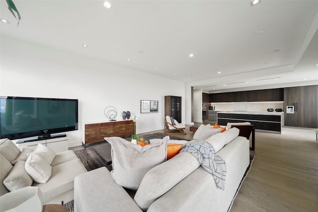 living room with wood-type flooring