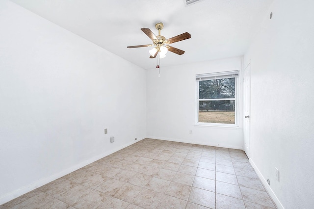 unfurnished room with ceiling fan