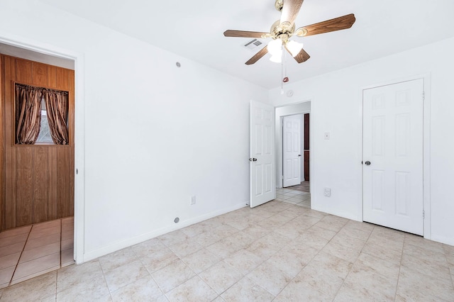 unfurnished bedroom with ceiling fan