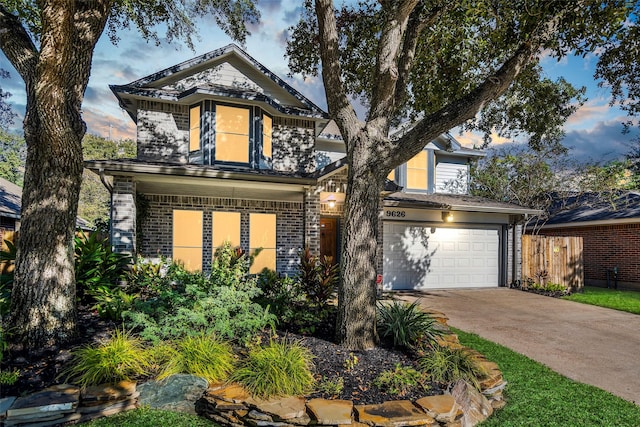 front facade with a garage