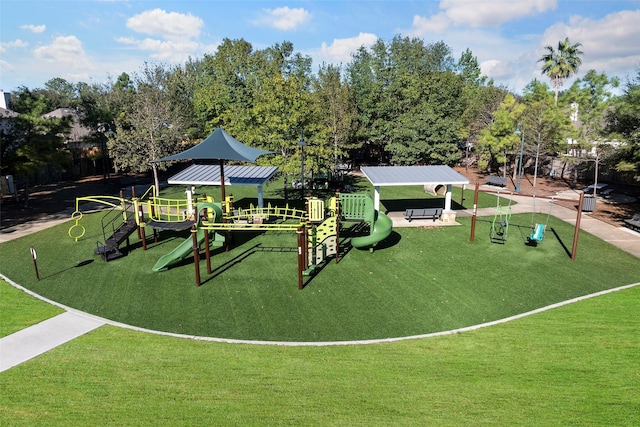 view of playground featuring a yard